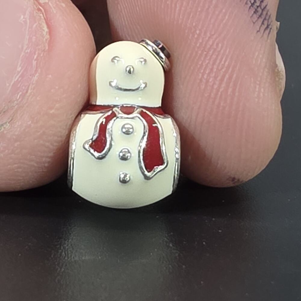 Pandora Sterling Silver Happy Snowman Enamel Bead Charm 791606